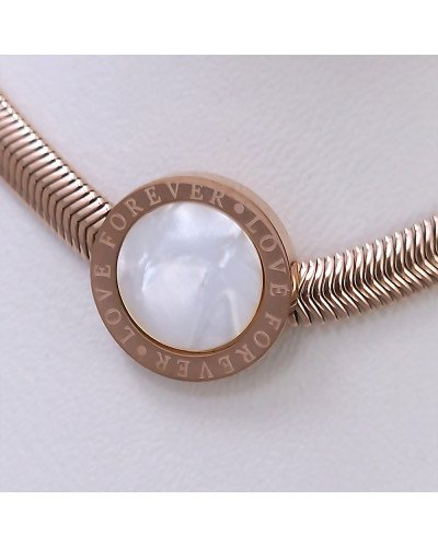 Ланцюжок із кулоном Stainless Steel з білою емаллю. Сталь. Позолота ЧВ. Довжина ланцюжка: 46-50 см