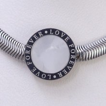 Ланцюжок із кулоном Stainless Steel з білою емаллю. Сталь. Родій. Довжина: 46.5-51 см