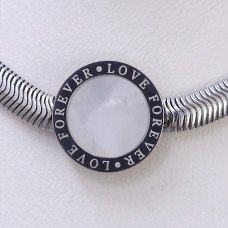 Ланцюжок із кулоном Stainless Steel з білою емаллю. Сталь. Родій. Довжина: 46.5-51 см