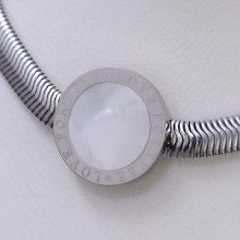 Ланцюжок із кулоном Stainless Steel з білою емаллю. Сталь. Родій. Довжина: 46.5-51 см