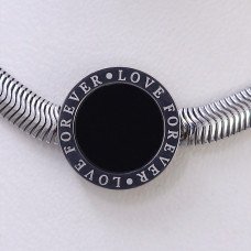 Ланцюжок із кулоном Stainless Steel із чорною емаллю. Сталь. Родій. Довжина: 46.5-51 см