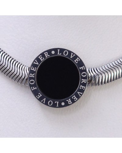 Ланцюжок із кулоном Stainless Steel із чорною емаллю. Сталь. Родій. Довжина: 46.5-51 см