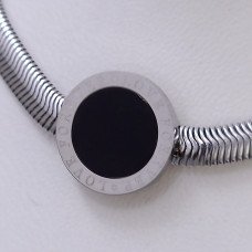 Ланцюжок із кулоном Stainless Steel із чорною емаллю. Сталь. Родій. Довжина: 46.5-51 см