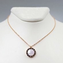 Ланцюжок із кулоном Stainless Steel з білою емаллю. Сталь. Позолота ЧВ. Довжина ланцюжка: 42-47.5 см