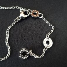 Ланцюжок з кулоном Stainless Steel із чорною емаллю. Сталь. Родій. Довжина: 42-48 см