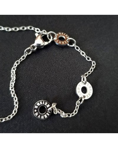Ланцюжок з кулоном Stainless Steel із чорною емаллю. Сталь. Родій. Довжина: 42-48 см
