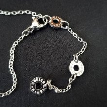 Ланцюжок з кулоном Stainless Steel з білою емаллю. Сталь. Родій. Довжина: 42-48 см