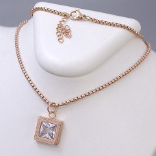 Ланцюжок з кулоном Stainless Steel. Сталь. Позолота ЧВ. Камені: білий циркон. Довжина: 44.5-49.5 см