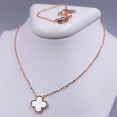 Ланцюжок з двостороннім кулоном Stainless Steel з білою емаллю. Сталь. Позолота ЧВ. Довжина ланцюжка: 46-51 см