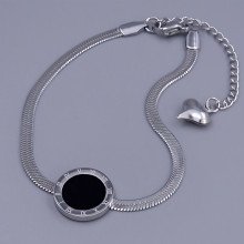 Браслет Stainless Steel з чорною емаллю. Сталь. Родій. Довжина: 18-23 см. Ширина: 14 мм.