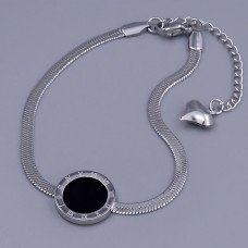 Браслет Stainless Steel з чорною емаллю. Сталь. Родій. Довжина: 18-23 см. Ширина: 14 мм.