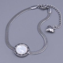 Браслет Stainless Steel з білою емаллю. Сталь. Родій. Довжина: 18-23 см. Ширина: 14 мм.