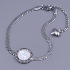 Браслет Stainless Steel з білою емаллю. Сталь. Родій. Довжина: 18-23 см. Ширина: 14 мм.