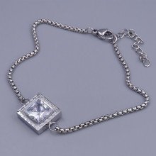 Браслет Stainless Steel. Сталь. Родій. Камені: білий циркон. Довжина: 19-24 см. Ширина: 12 мм.