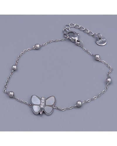 Браслет Stainless Steel з білою емаллю. Сталь. Родій. Камені: циркон. Довжина: 17-20 см