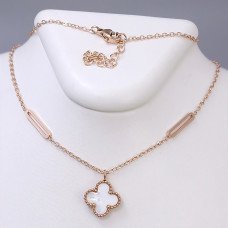 Ланцюжок з двостороннім кулоном Stainless Steel з білою емаллю. Сталь. Позолота ЧВ. Довжина ланцюжка: 46-51 см