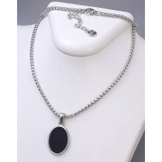 Ланцюжок з кулоном Stainless Steel з чорною емаллю. Сталь. Родій. Довжина: 46-51 см