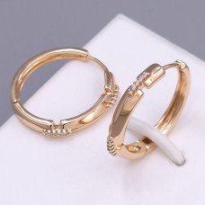Сережки ХР. Позолота 18К. Камені: білий циркон. Діаметр: 23 мм. Ширина: 3 мм.