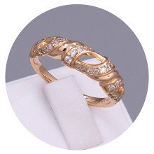 Каблучка XР. Позолота 18К. Камені: циркон. Є: 19р 20р