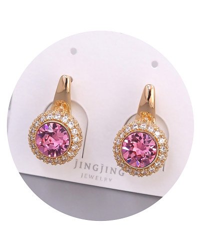 Сережки XР. Позолота 18К. Камені: Swarovski рожевого кольору та білий циркон. Довжина: 20 мм. Ширина: 12 мм.