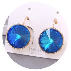 Сережки XР. Позолота 18К. Камені: Swarovski синього кольору. Довжина: 20 мм. Ширина: 15 мм.