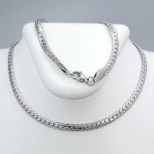 Ланцюжок Stainless Steel. Сталь. Родій. Довжина: 51 см. Ширина: 5 мм.