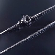 Ланцюжок Stainless Steel. Сталь. Родій. Довжина: 45 см. Ширина: 1 мм.