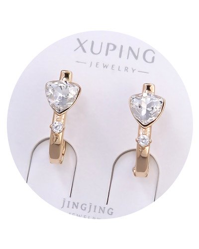 Сережки XР. Позолота 18К. Камені: Swarovski та циркон білого кольору. Довжина: 19 мм. Ширина: 7 мм.