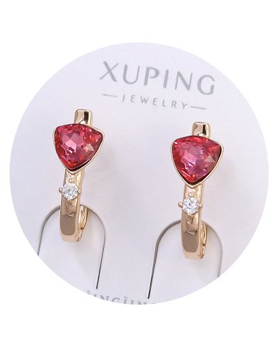 Сережки XР. Позолота 18К. Камені: Swarovski малинового кольору та білий циркон. Довжина: 19 мм. Ширина: 7 мм.