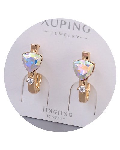 Сережки XР. Позолота 18К. Камені: Swarovski бензинового кольору та білий циркон. Довжина: 19 мм. Ширина: 7 мм.