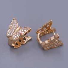 Сережки ХР. Позолота 18К. Камені: білий циркон. Довжина: 15 мм. Ширина: 15 мм.