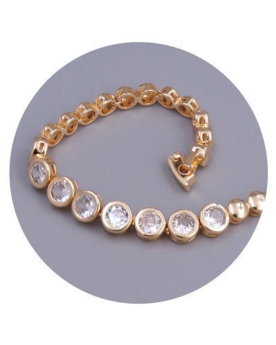 Браслет ХР. Позолота 14К. Камені: білий циркон. Довжина: 17-19 см. Ширина: 7 мм.