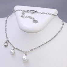 Ланцюжок із кулонами Stainless Steel. Сталь. Родій. Довжина: 45-50.5 см