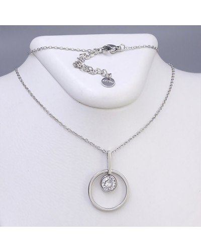 Ланцюжок із кулоном Stainless Steel. Сталь. Родій. Камені: білий циркон. Довжина: 45.5-50.5 см