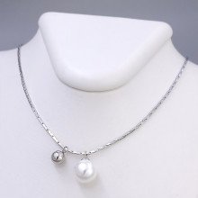 Ланцюжок із кулонами Stainless Steel. Сталь. Родій. Довжина: 45.5-50.5 см
