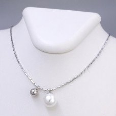 Ланцюжок із кулонами Stainless Steel. Сталь. Родій. Довжина: 45.5-50.5 см