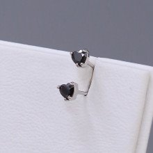Сережки-гвоздики XР. Родій. Камені: чорний циркон. Діаметр: 3 мм. 12 пар