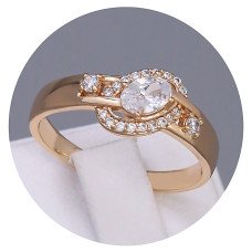 Каблучка XР. Позолота 18К. Камені: білий циркон. Є: 16р 17р 18р 19р 20р