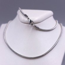 Ланцюжок Stainless Steel. Сталь. Родій. Довжина: 50 см. Ширина: 2 мм. Круглий снейк
