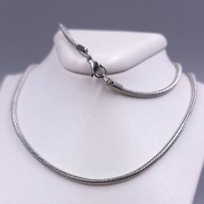 Ланцюжок Stainless Steel. Сталь. Родій. Довжина: 50 см. Ширина: 2 мм. Круглий снейк
