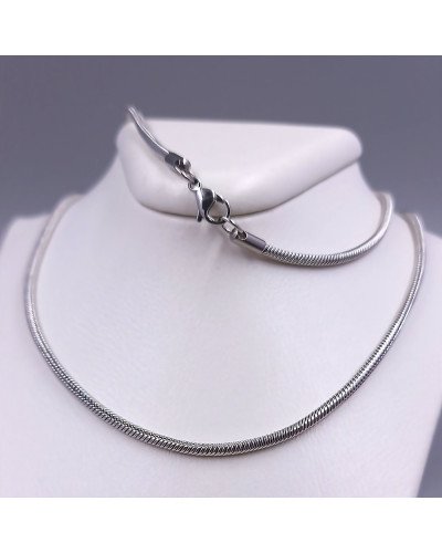 Ланцюжок Stainless Steel. Сталь. Родій. Довжина: 50 см. Ширина: 2 мм. Круглий снейк