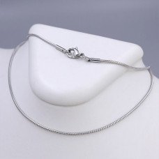 Ланцюжок Stainless Steel. Сталь. Родій. Довжина: 45 см. Ширина: 1 мм. Круглий снейк