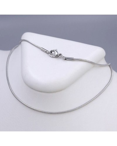 Ланцюжок Stainless Steel. Сталь. Родій. Довжина: 45 см. Ширина: 1 мм. Круглий снейк