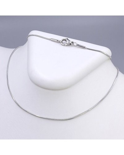 Ланцюжок Stainless Steel. Сталь. Родій. Довжина: 45 см. Ширина: 1 мм. Квадратний снейк