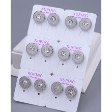 Сережки-гвоздики Stainless Steel. Сталь. Родій. Камені: білий циркон. Діаметр: 10 мм 12 пар