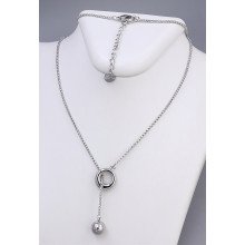 Ланцюжок Stainless Steel з кулоном. Сталь. Родій. Довжина: 52-57 см