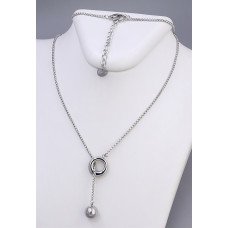 Ланцюжок Stainless Steel з кулоном. Сталь. Родій. Довжина: 52-57 см