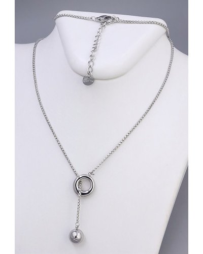 Ланцюжок Stainless Steel з кулоном. Сталь. Родій. Довжина: 52-57 см