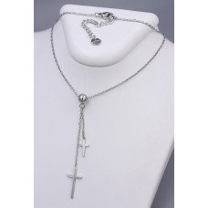 Ланцюжок Stainless Steel з хрестиками. Сталь. Родій. Довжина: 45.5-50.5 см