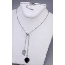 Ланцюжок Stainless Steel з кулонами із чорною емаллю. Сталь. Родій. Довжина: 45.5-50.5 см